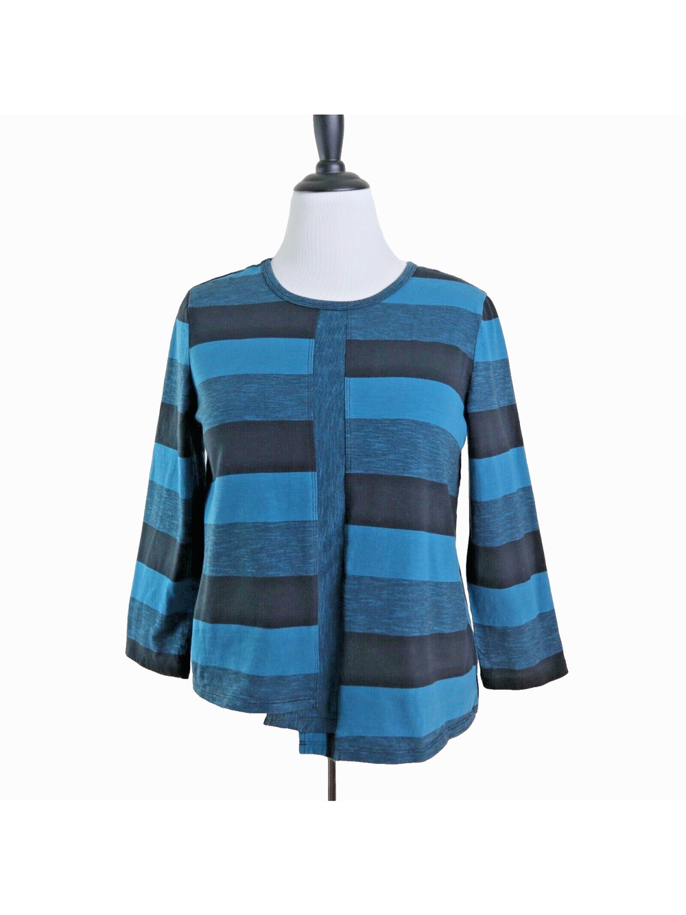 Habitat Size M Stripe Asymmetrical Hem Tee Jersey Blue Black
